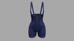 Female Denim Shorts Overalls