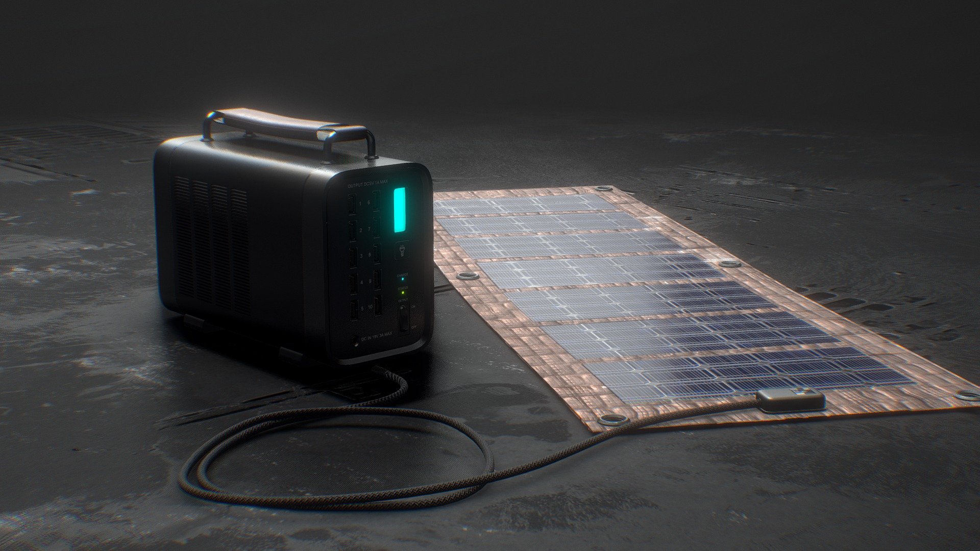 Portable Solar Battery 3d model