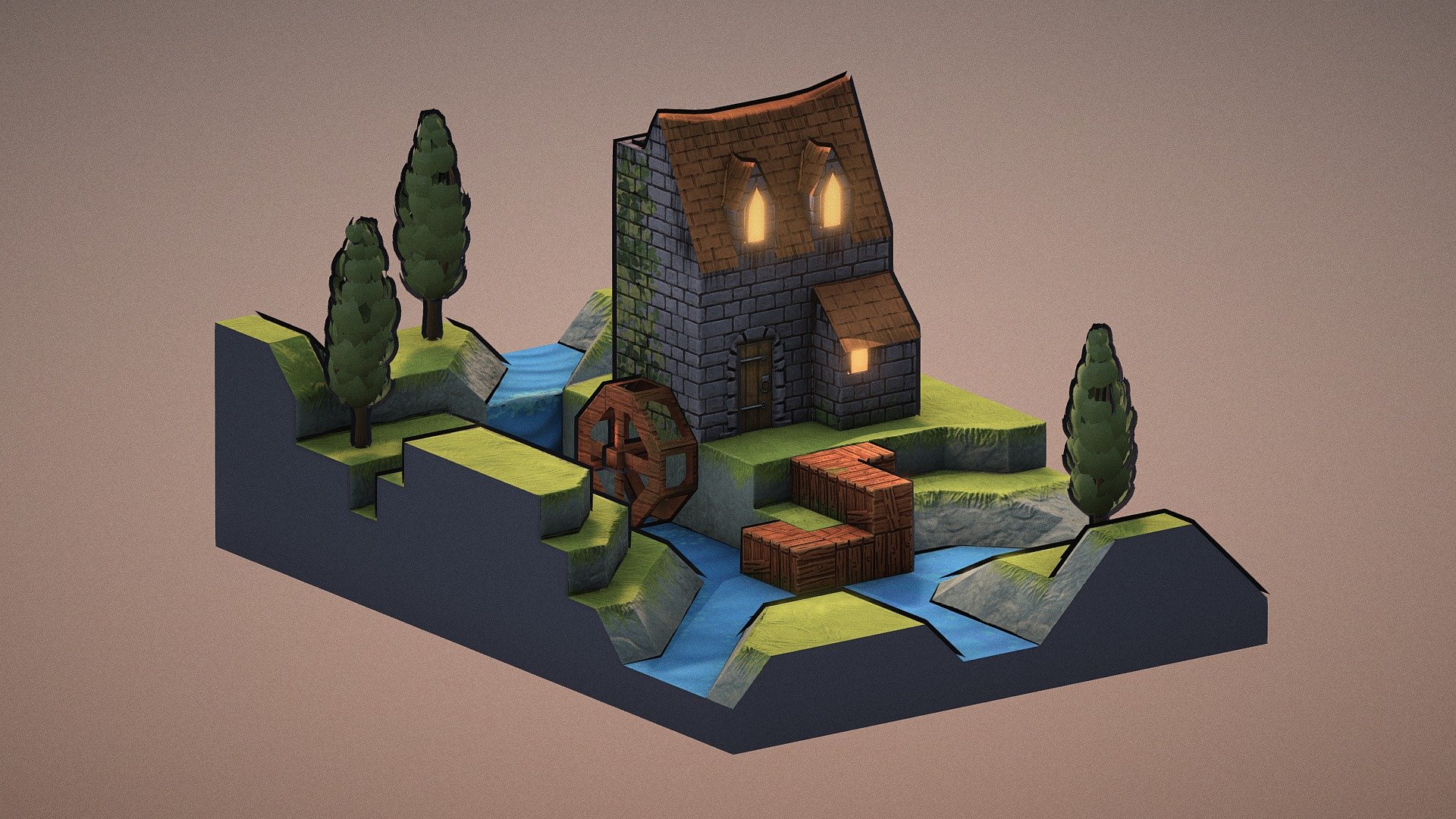 Low Poly Mill 3d model