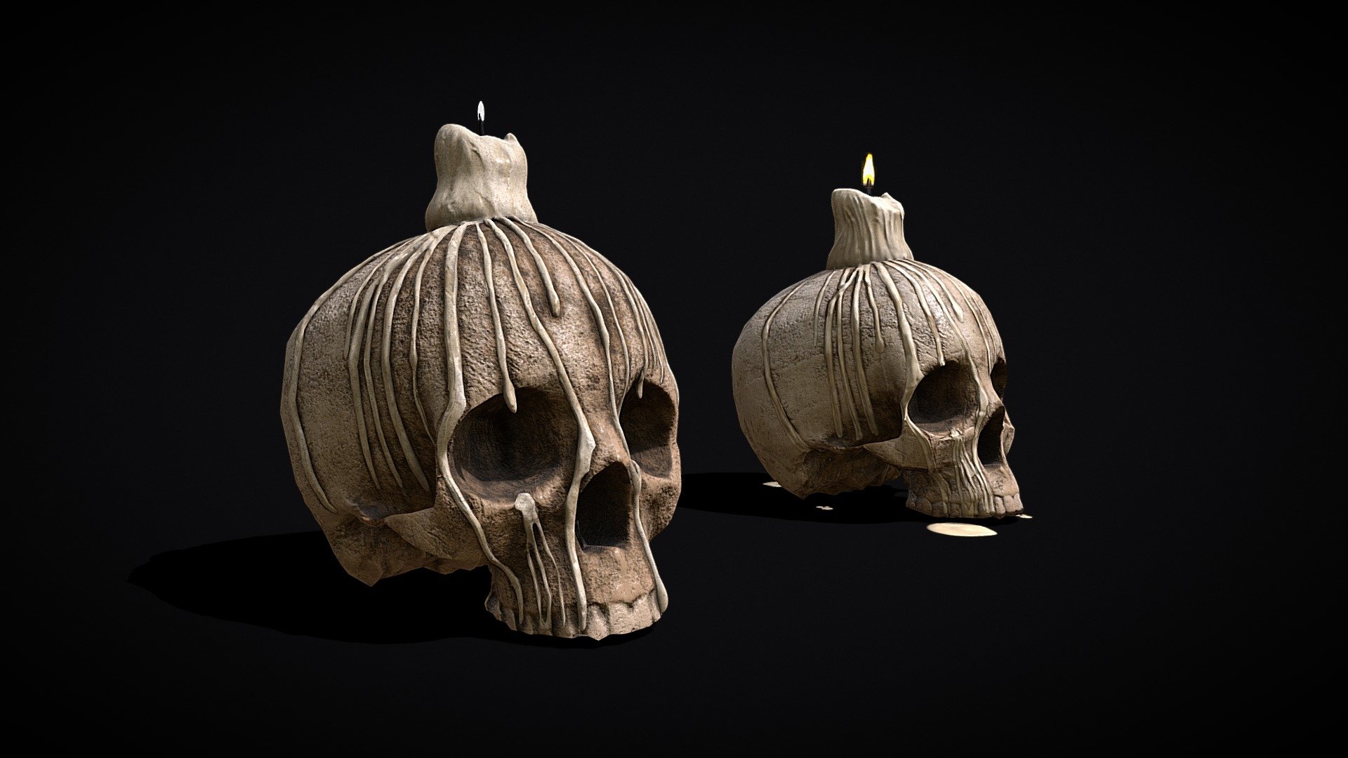 Candle Skull with Dripping Wax 3d model