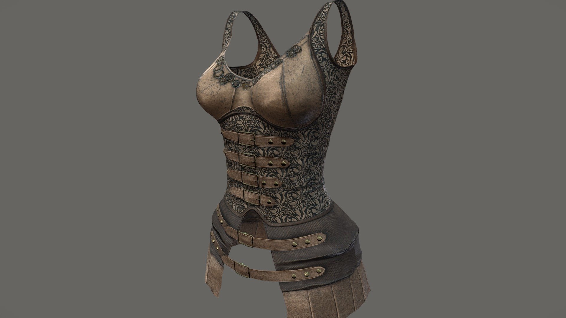 Female Roman Corset Armour Dress 3d model