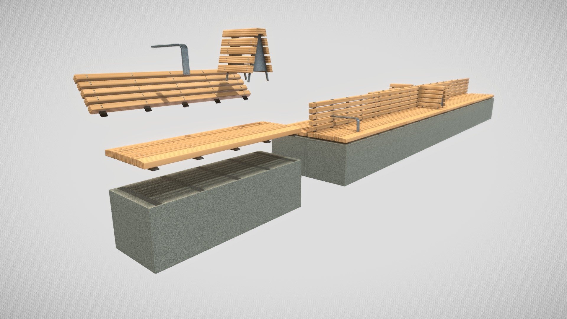 Modular Park Bench (Low-Poly Version 1) 3d model