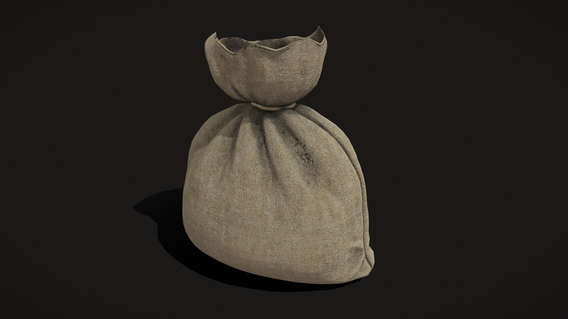 Small Tied Burlap Pouch 3d model