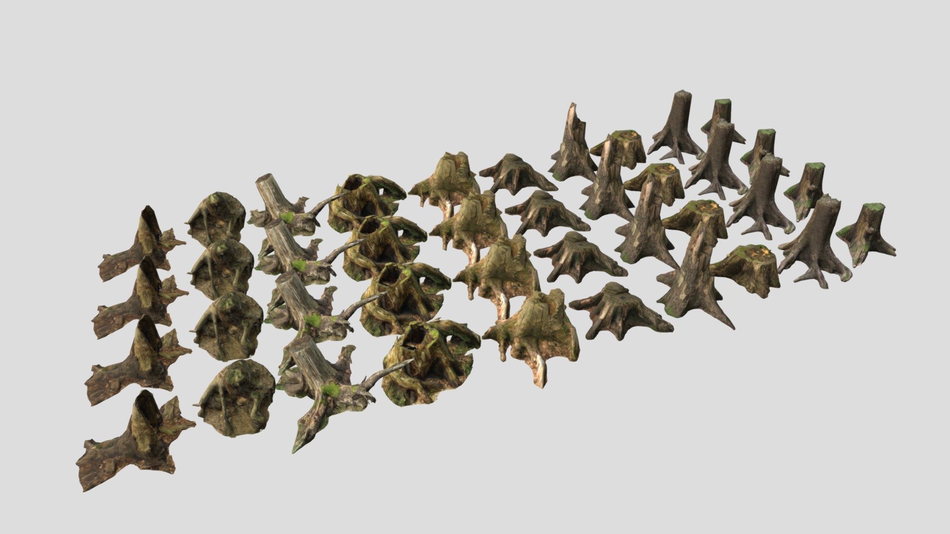 10 Conifer Stumps Pack 3d model