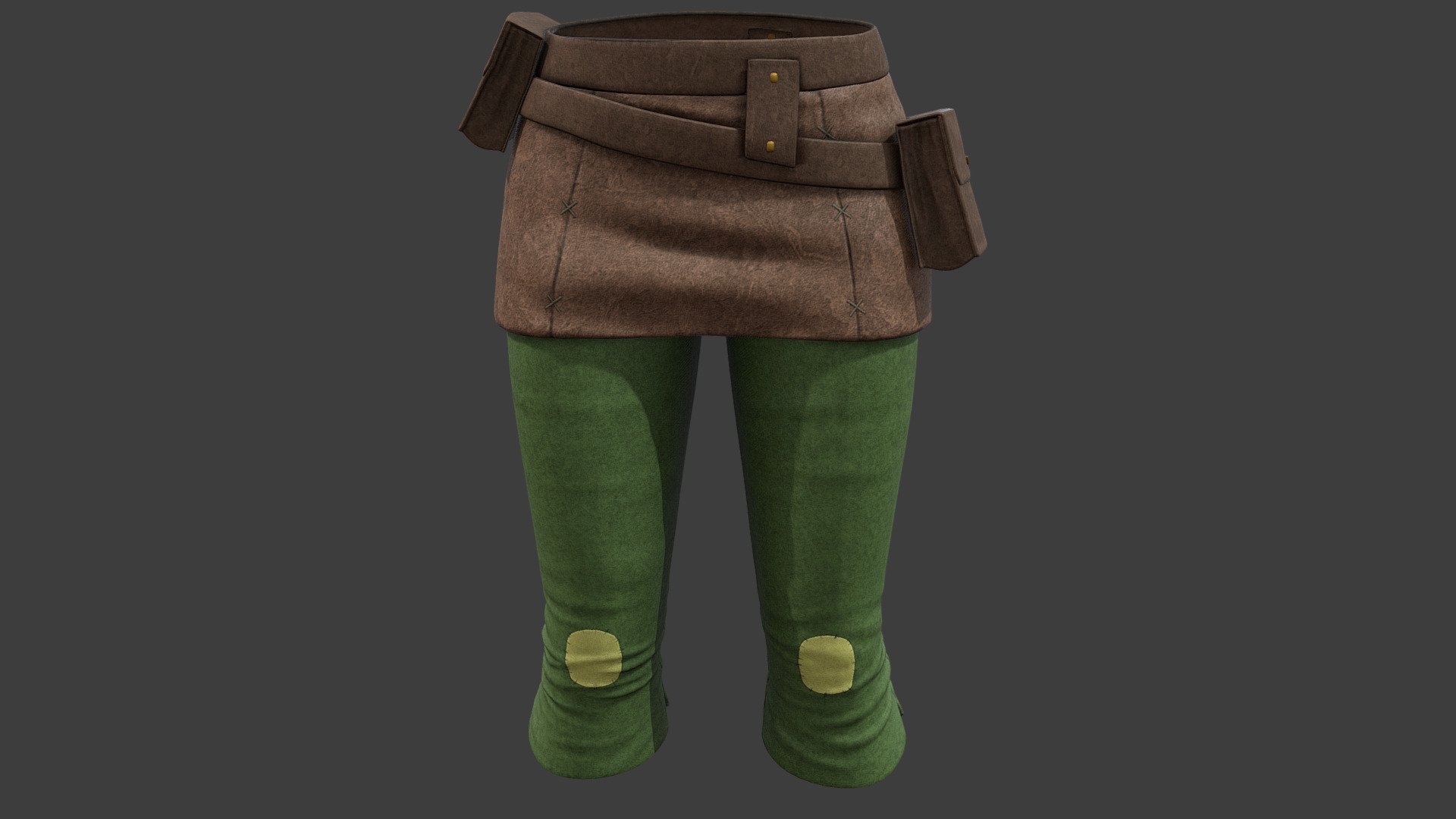 Female Medieval Peasant Pants With Utility Belt 3d model