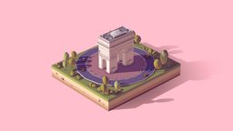 Cartoon Low Poly Paris Triumphal Arch