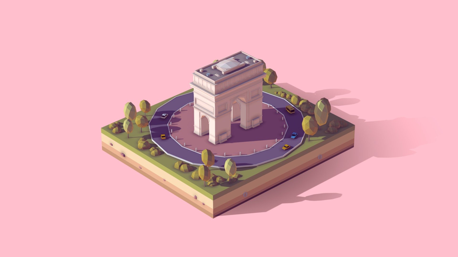 Cartoon Low Poly Paris Triumphal Arch 3d model