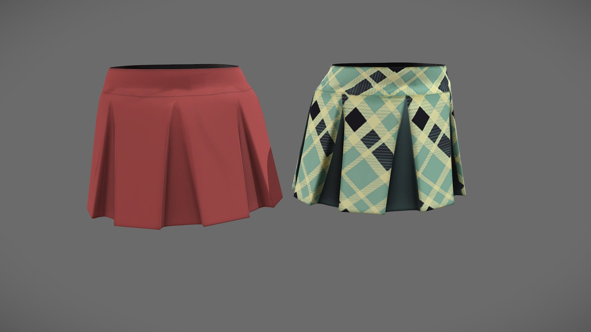 Female Pleated Mini Skirt 3d model