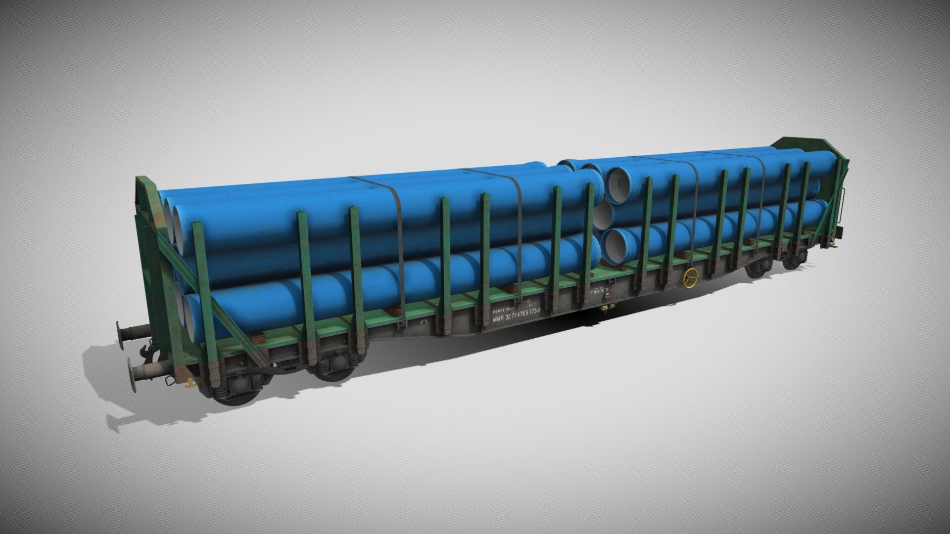 Mm5 Roos Freight wagon with Blue Pipes 3d model