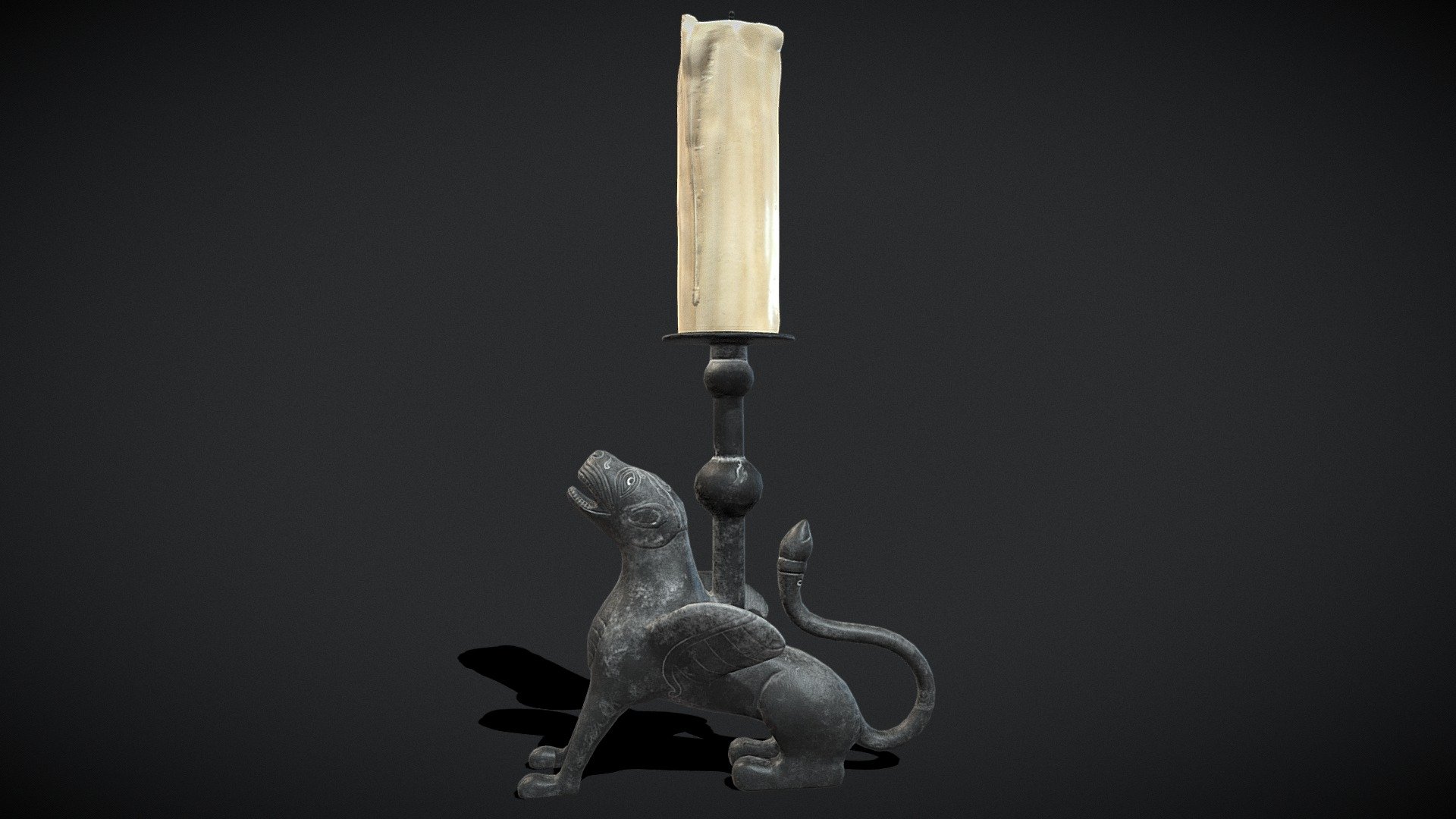 Bronze Chimera Candlestick 3d model