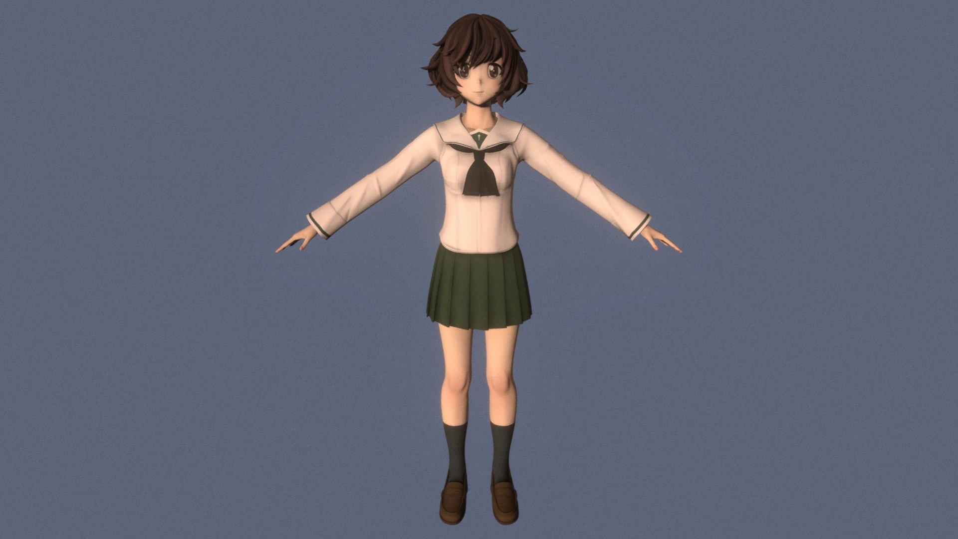 T pose rigged model of Yukari Akiyama 3d model