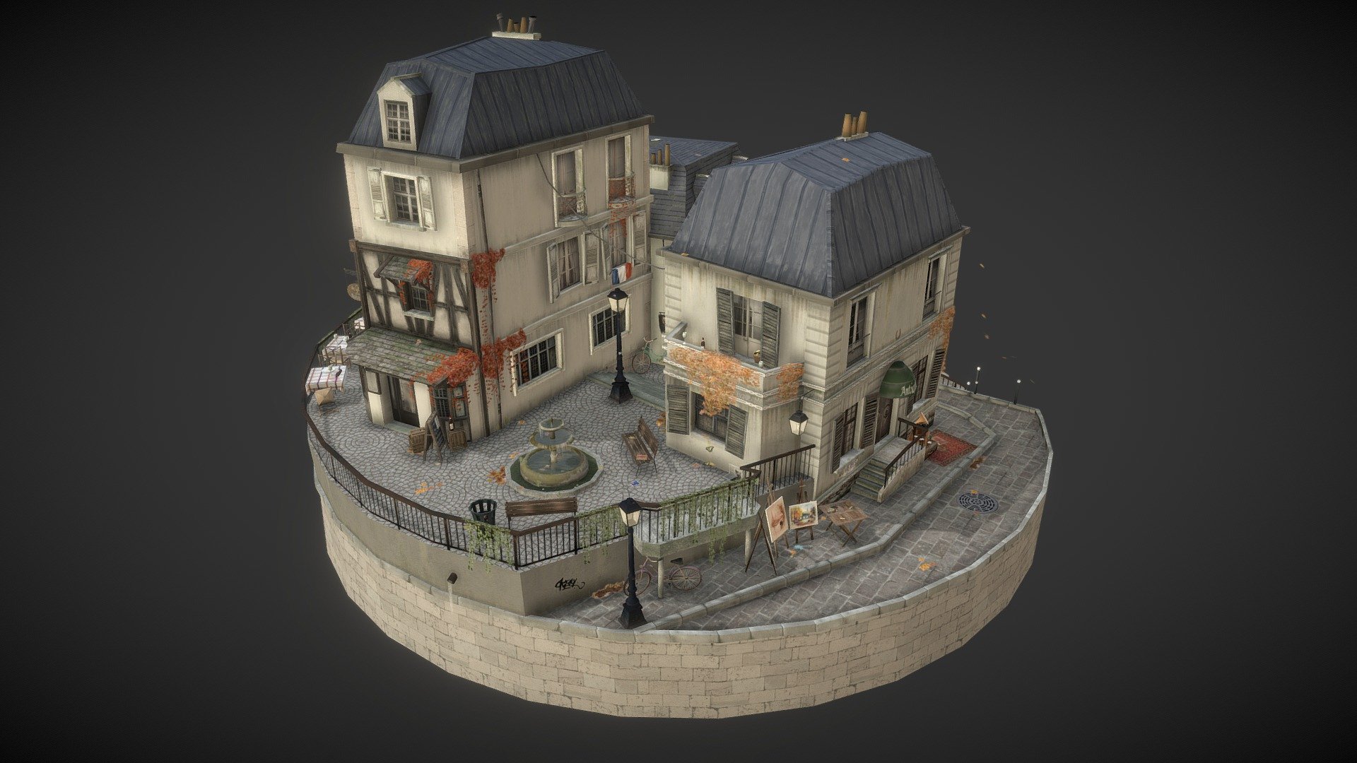 City scene Montmartre 3d model