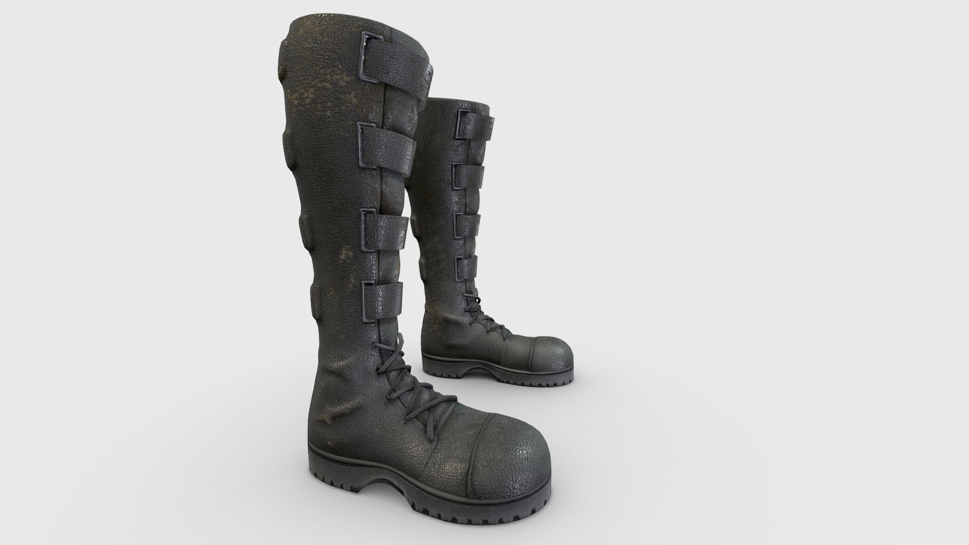 Staps Up Military Calf Boots 3d model