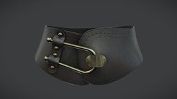 Large Buckle Wide Black Waist Belt