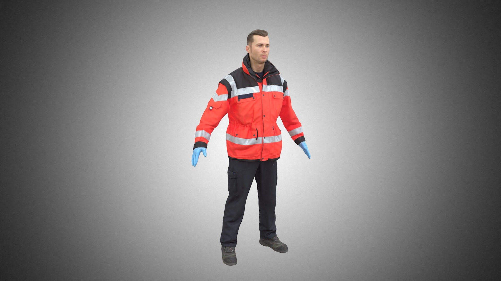 Human Male FirefighterAmbulance A-Pose 3d model