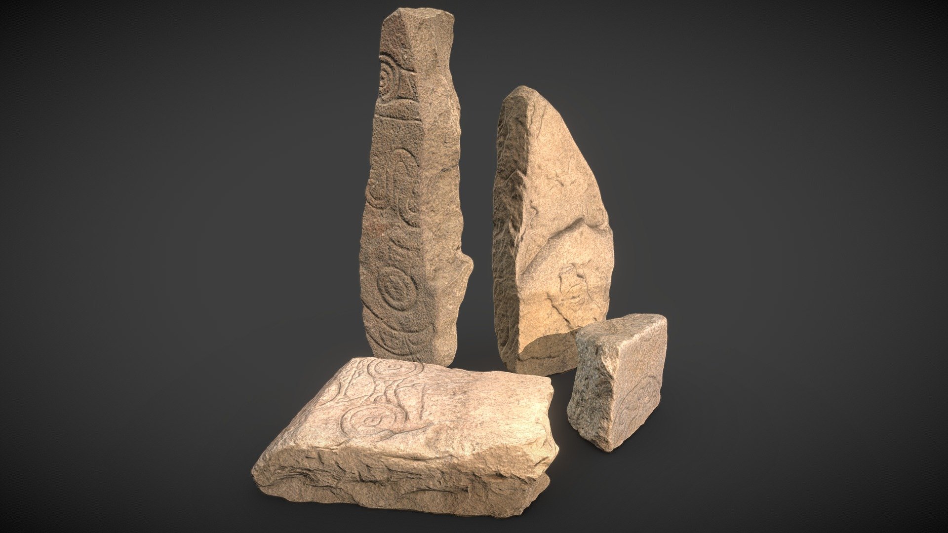 Desert Anchient Art Stones 3d model