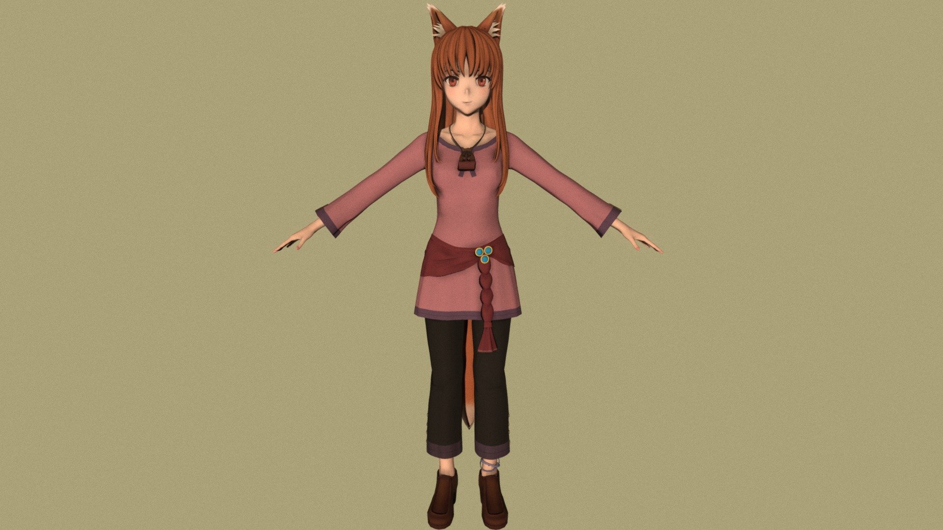 T pose rigged model of Horo 3d model