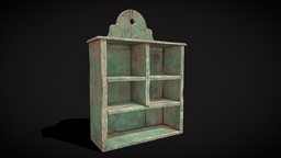 Rustic Green Painted Wood Shelf