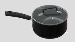 quart Saucepan with lid 01 Low Poly