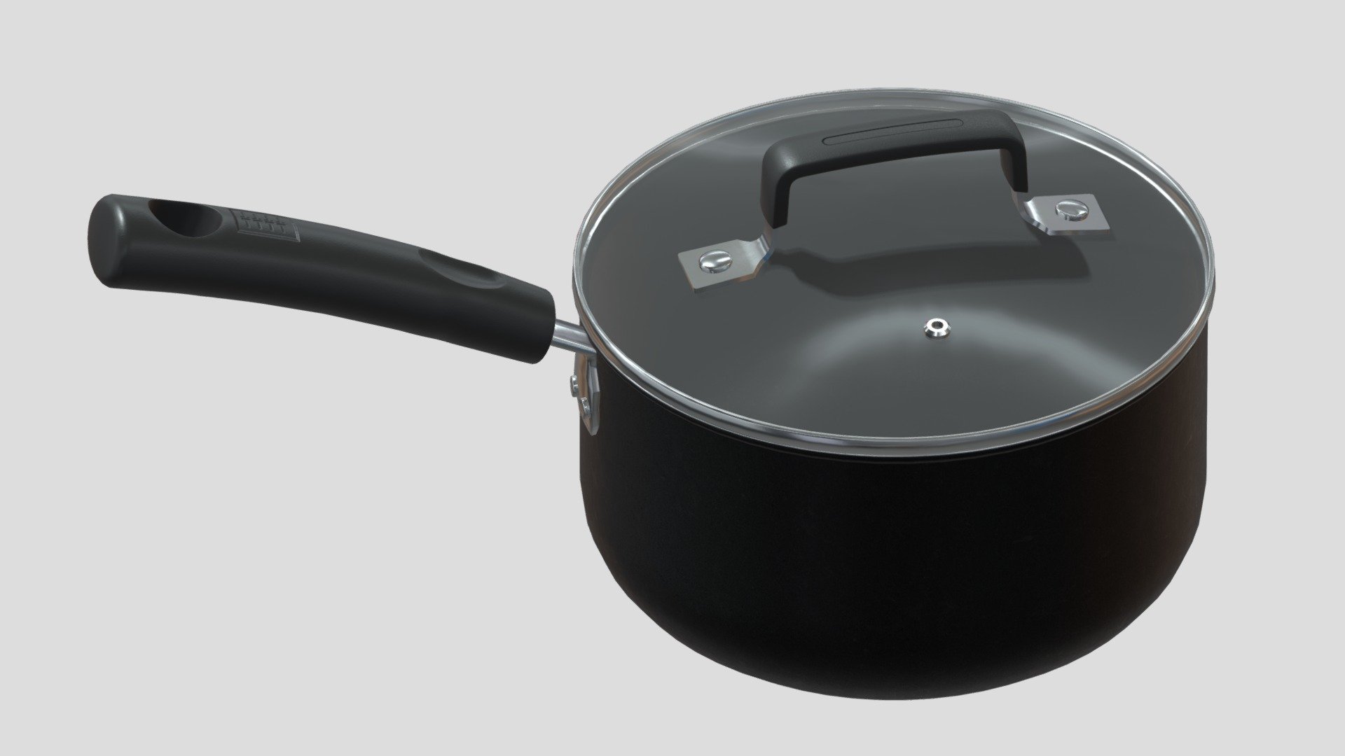 quart Saucepan with lid 01 Low Poly 3d model