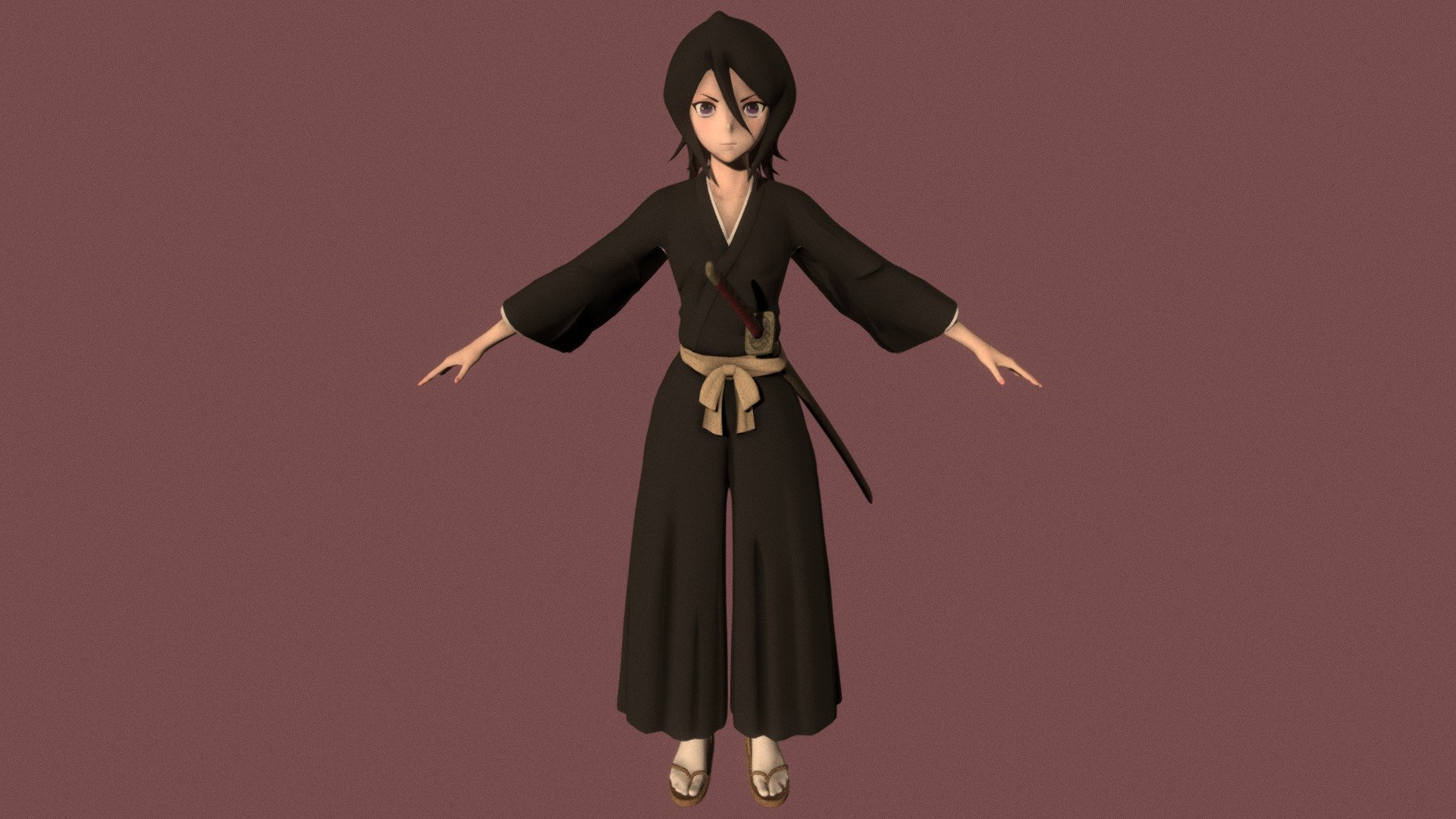 T pose rigged model of Rukia Kuchiki 3d model