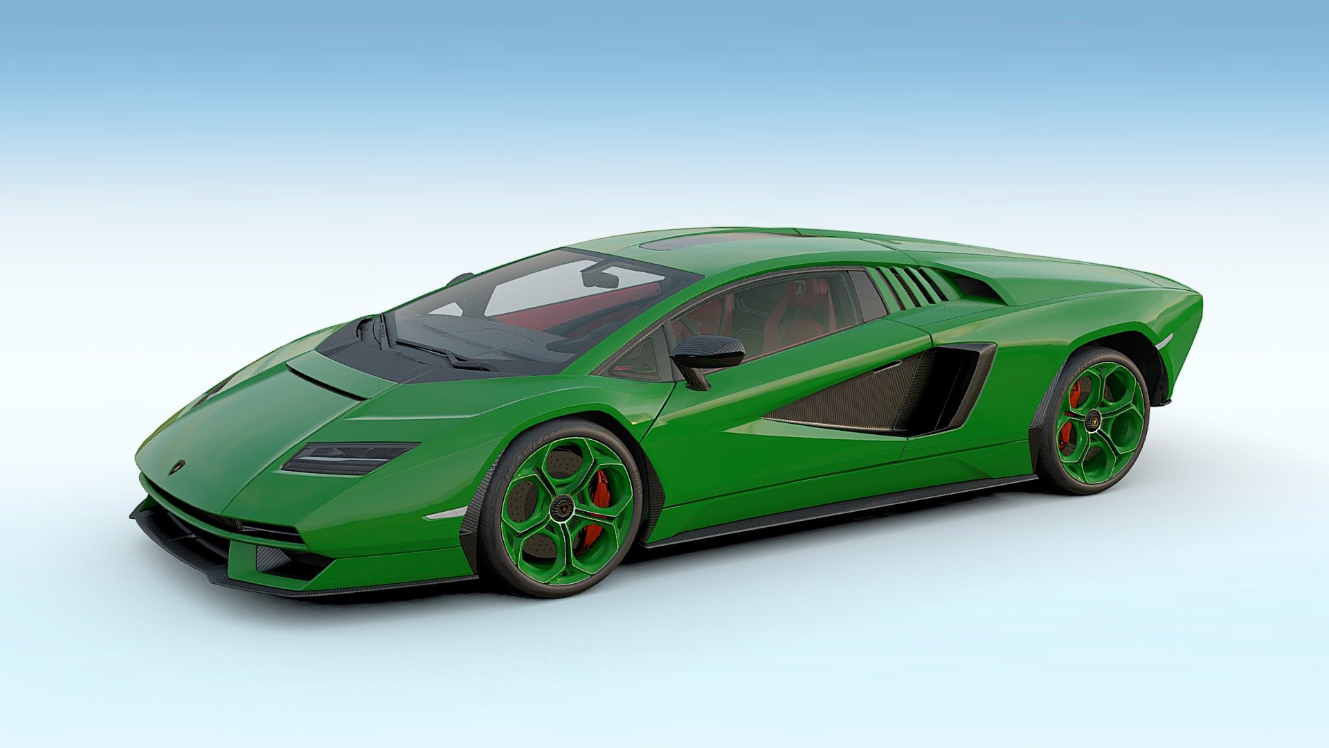 Lambo Countach Green 3d model