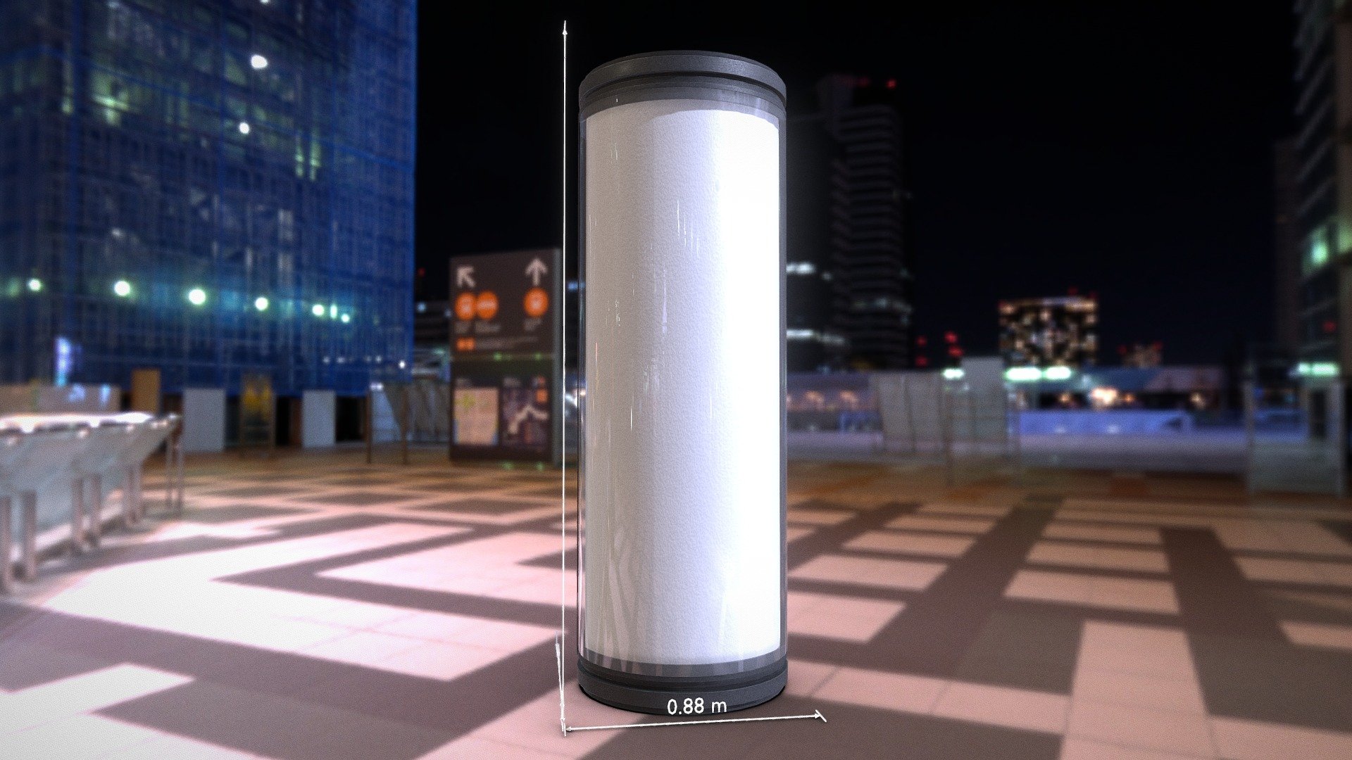 Advertising Pillar with Glass Version 1 3d model