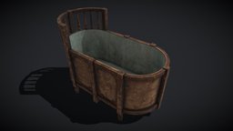 Rustic Medieval Wood Bathtub