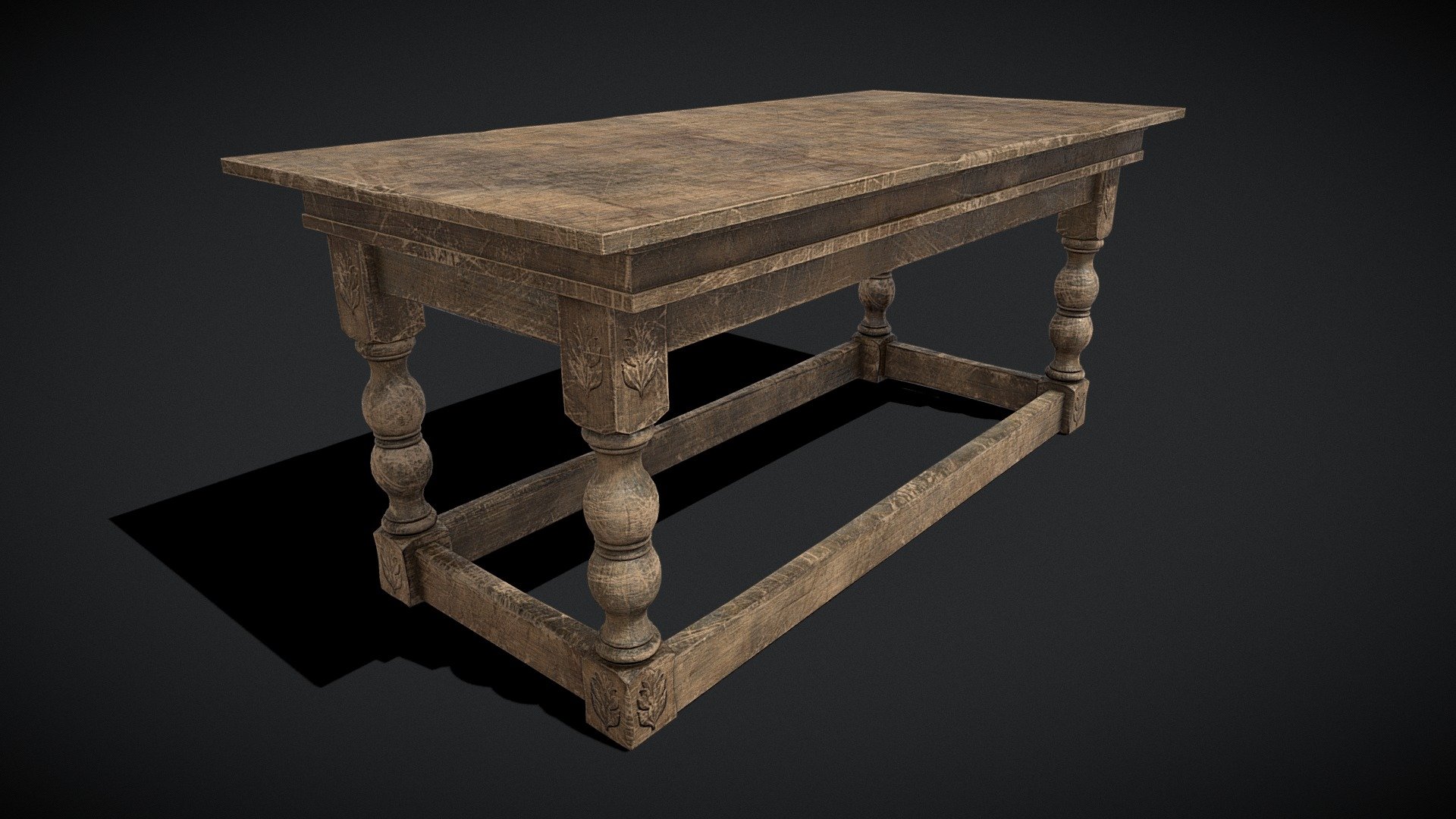 Renaissance Elegant Long Table 3d model