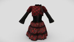 $AVE Black And Red Plaids Sweetheart Outfit