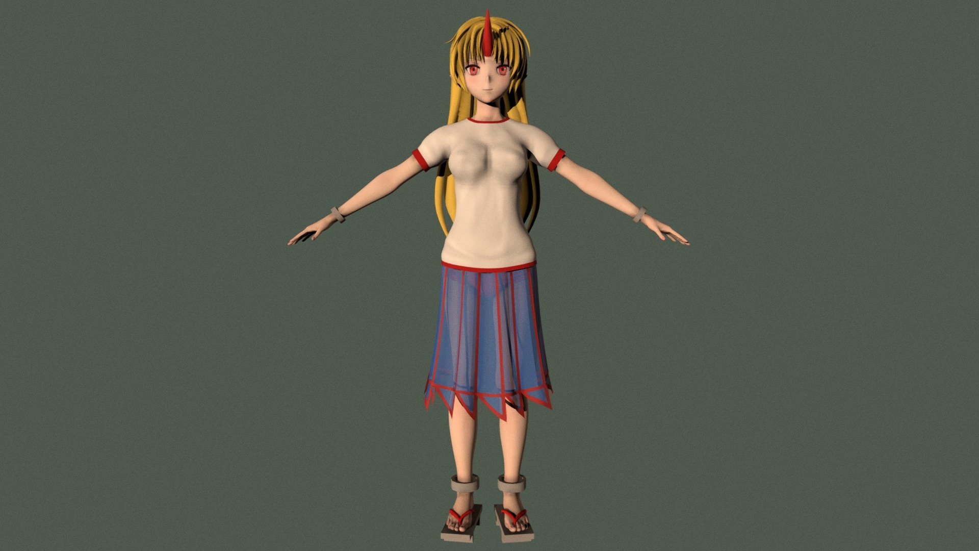 T pose rigged model of Yuugi Hoshiguma 3d model