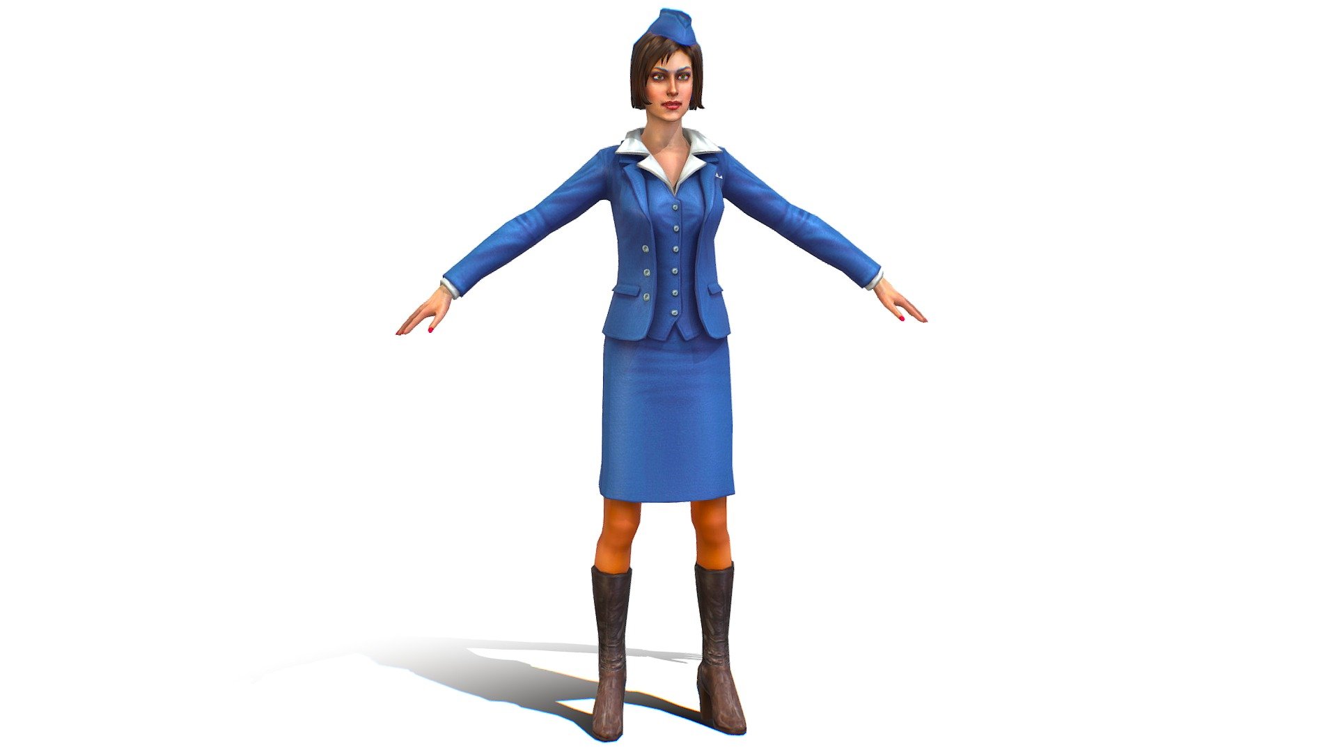 Rigged Young Girl Stewardess Form 3d model