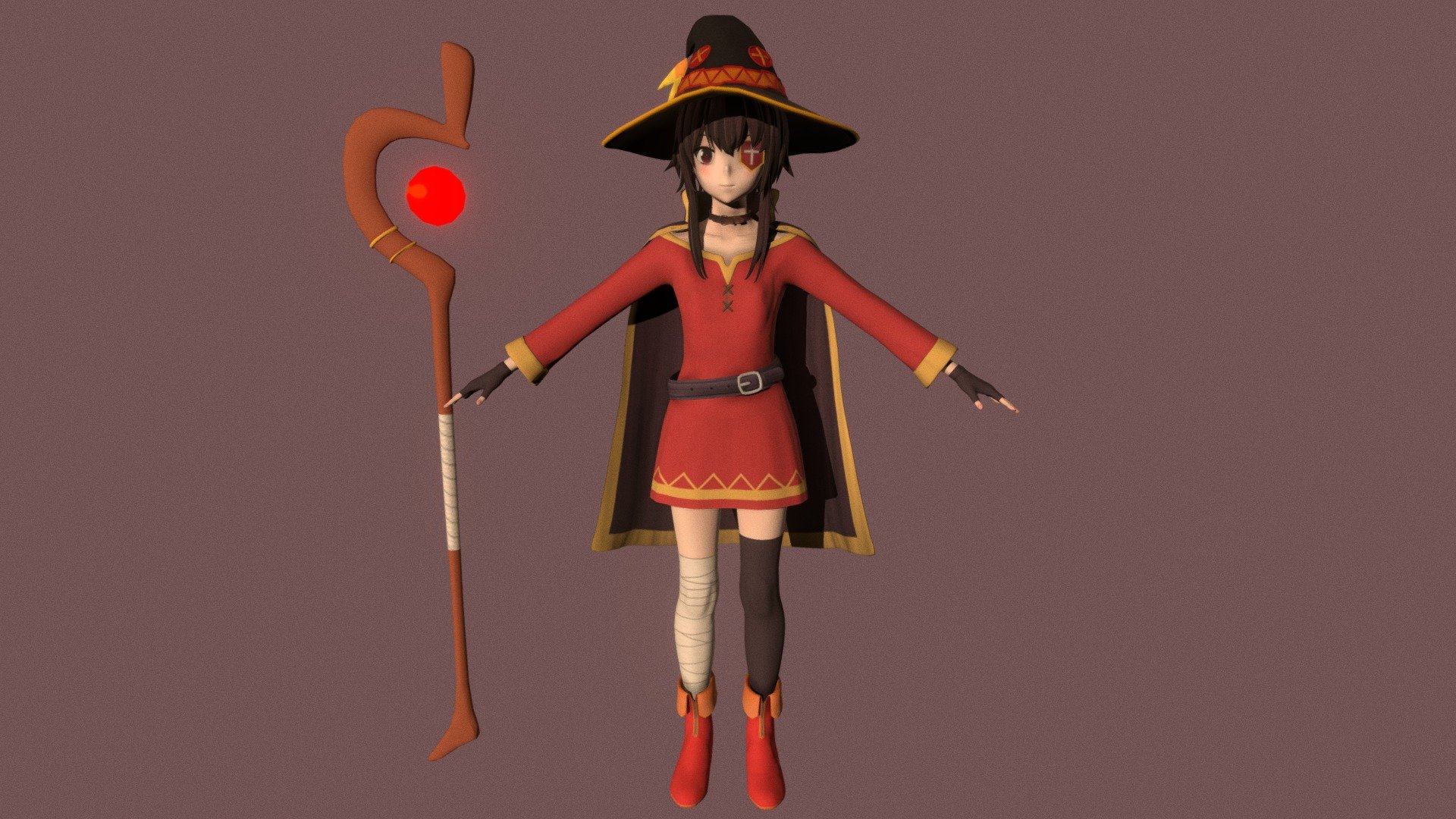 T pose rigged model of Megumin 3d model