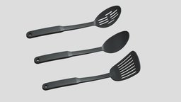 Slotted Spoon and Sotted Spatula Low Poly