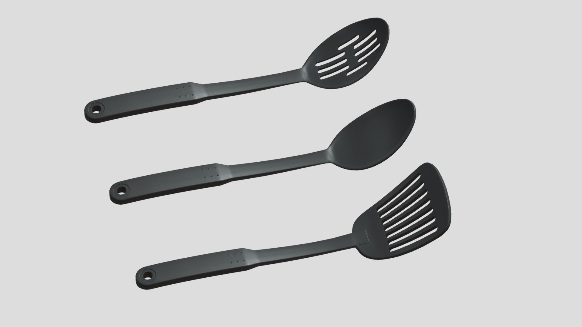 Slotted Spoon and Sotted Spatula Low Poly 3d model