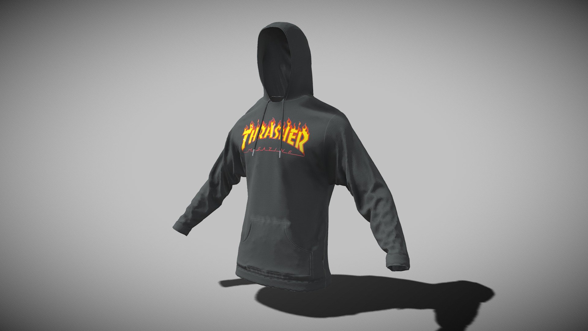 Trasher Skater Hoodie 3d model