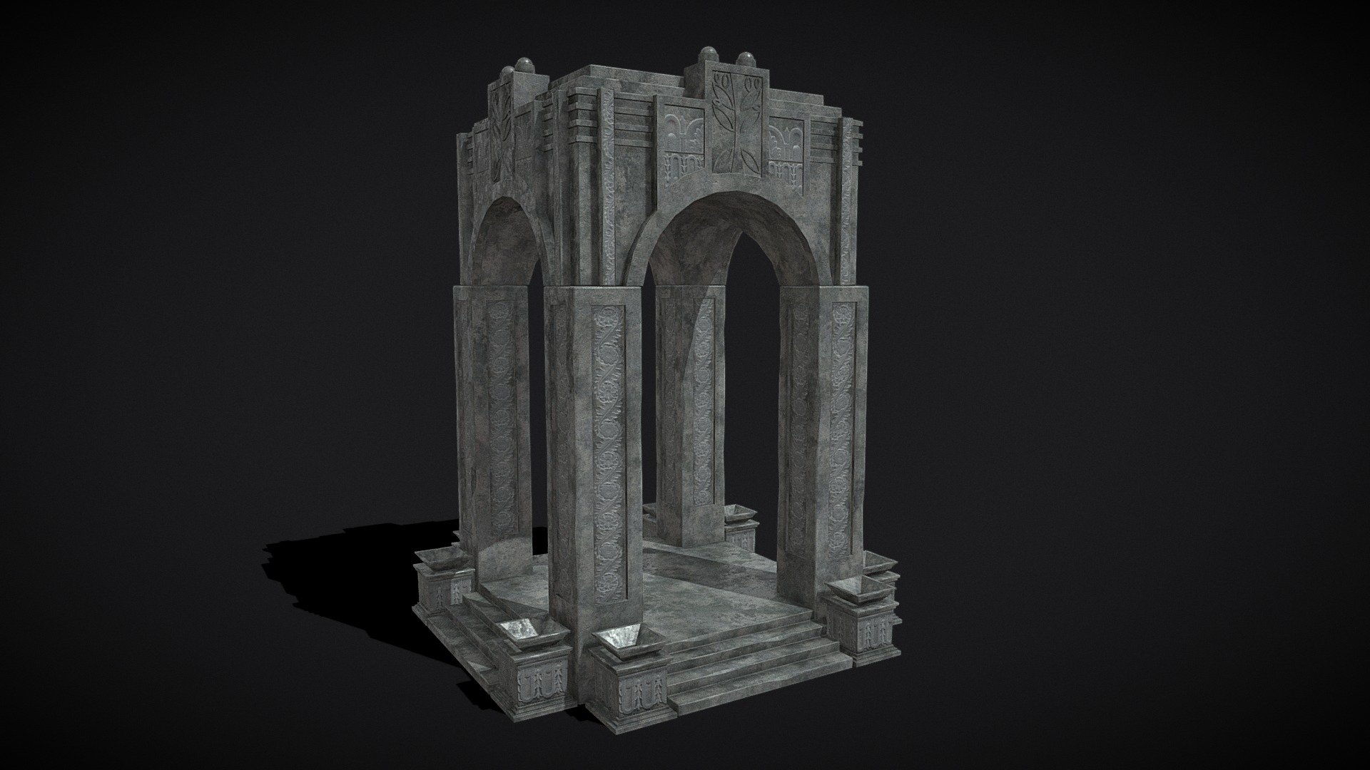 Tall Stone Arch Gazebo 3d model