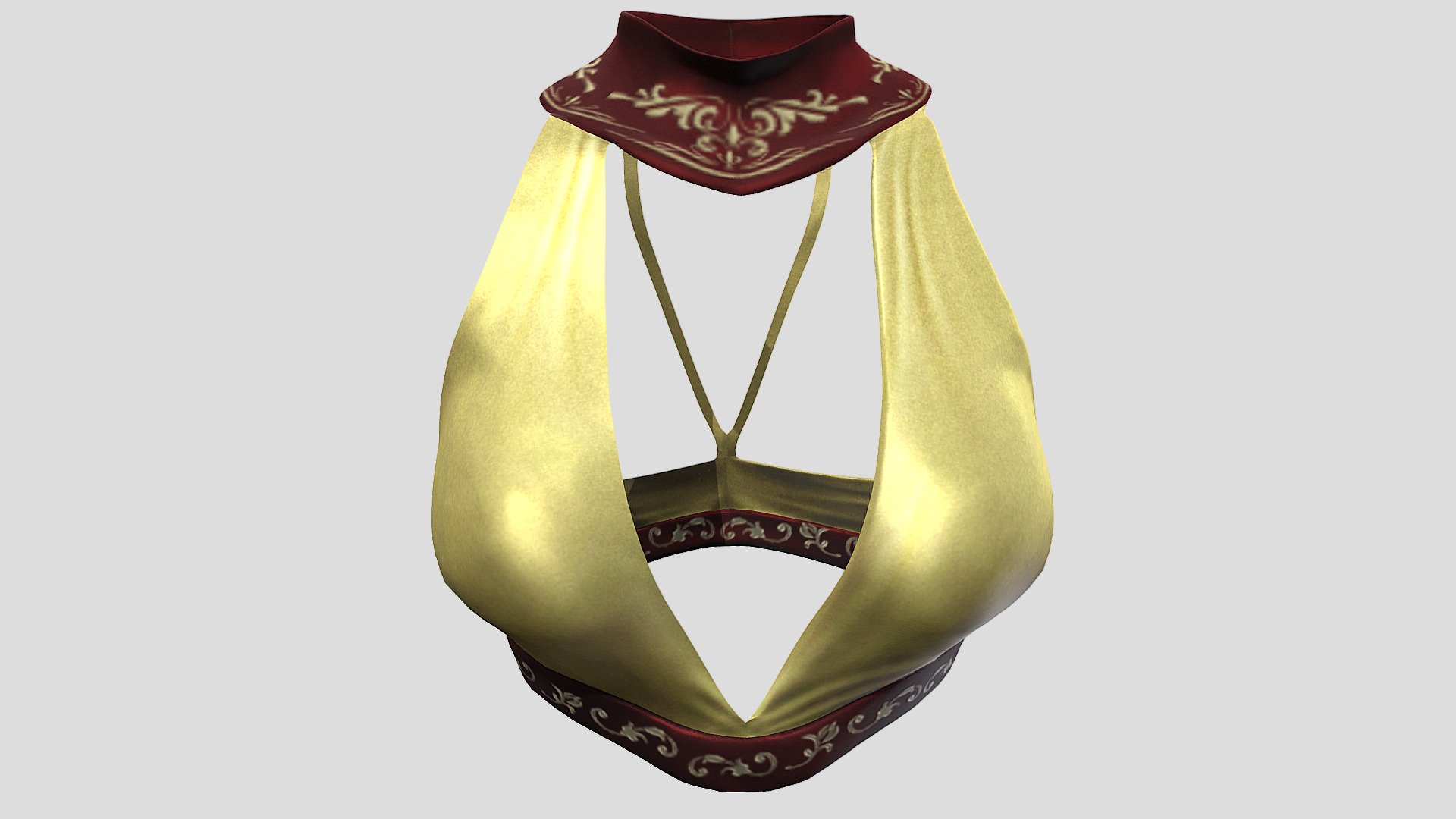 Gold Halter Top With Red Collar 3d model