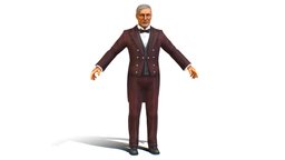 Old Man Concierge in Brown Suit