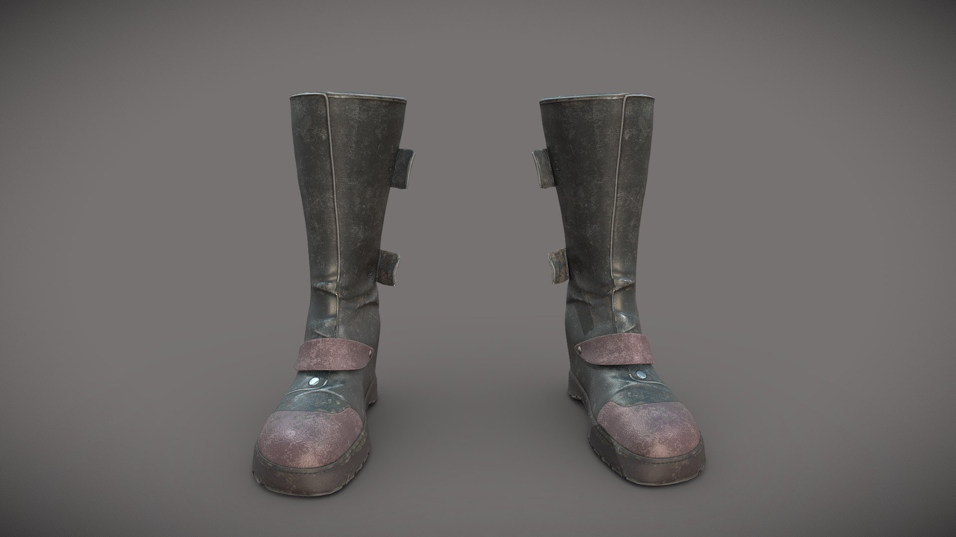 Apocalyptic Grunge Calf Boots 3d model