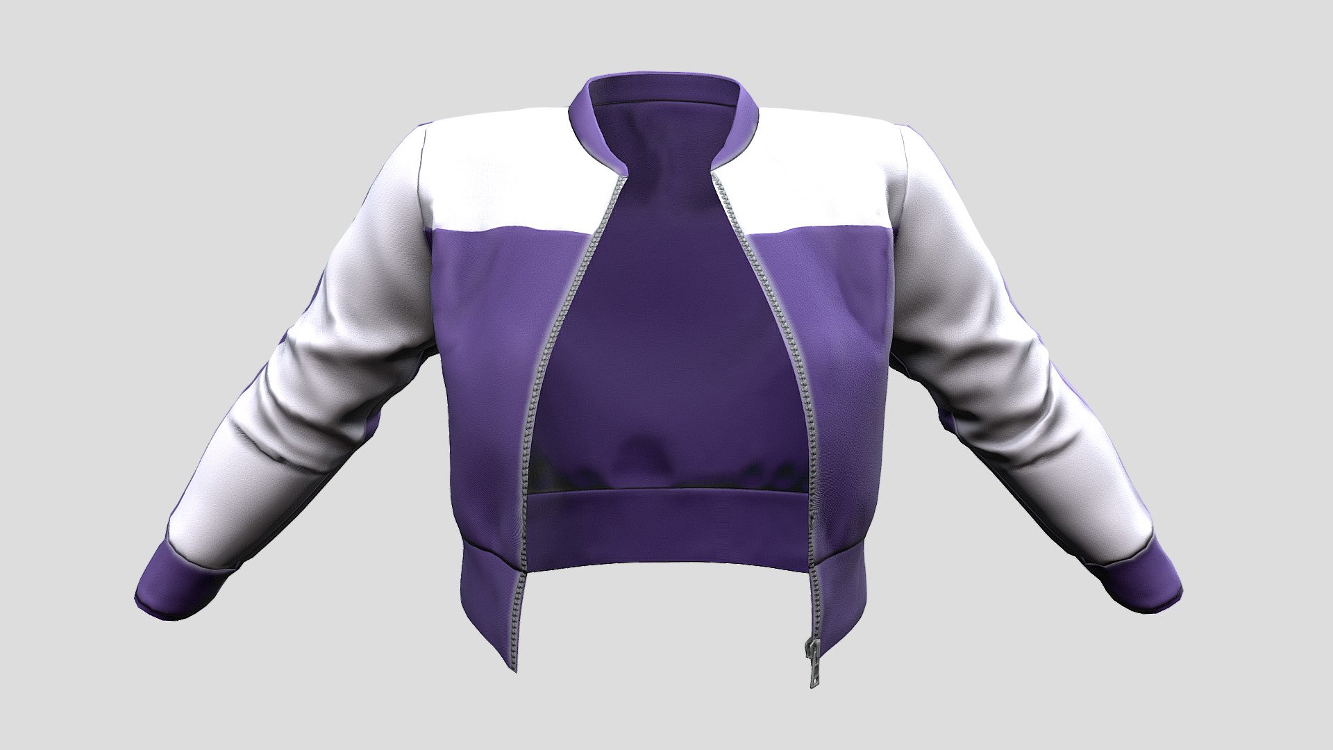 Female Purple White Open Front Sports Jacket 3d model