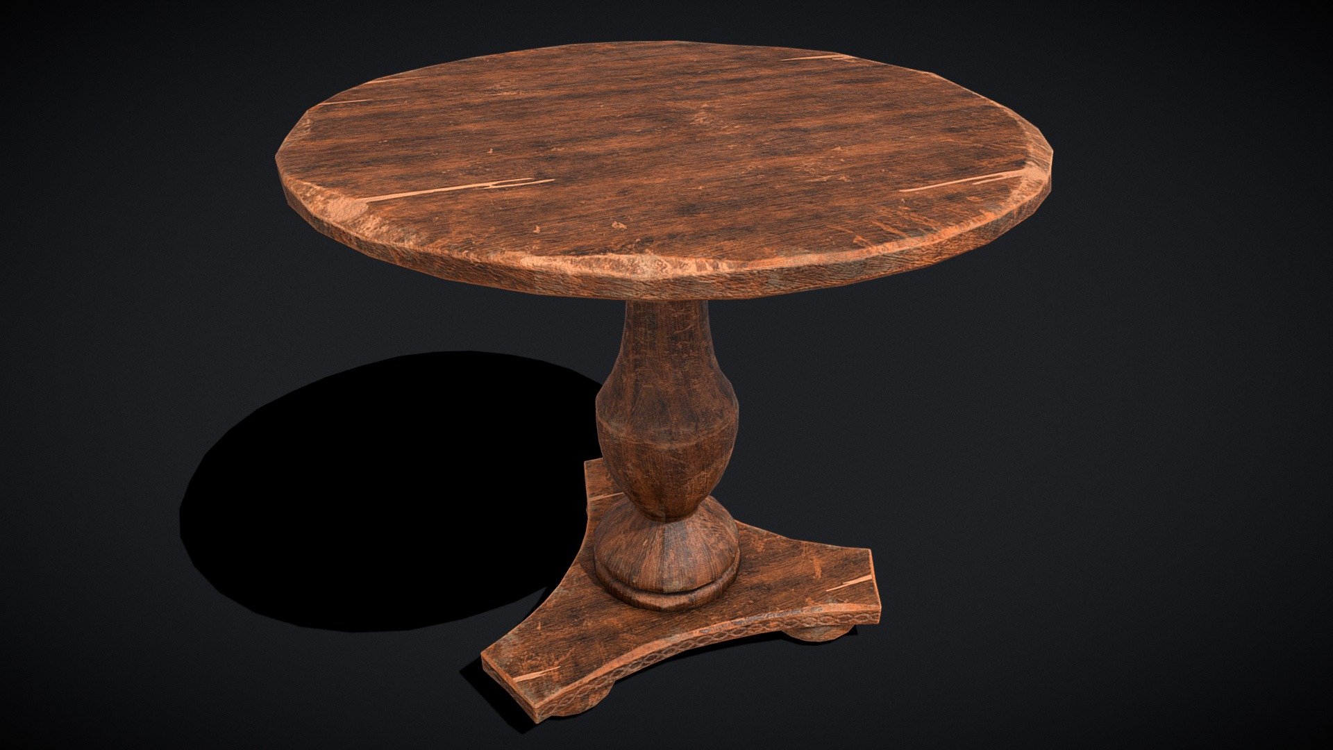 Round Worn Medieval Table 3d model