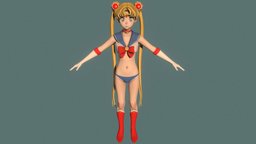 T pose rigged model of Sailor Moon