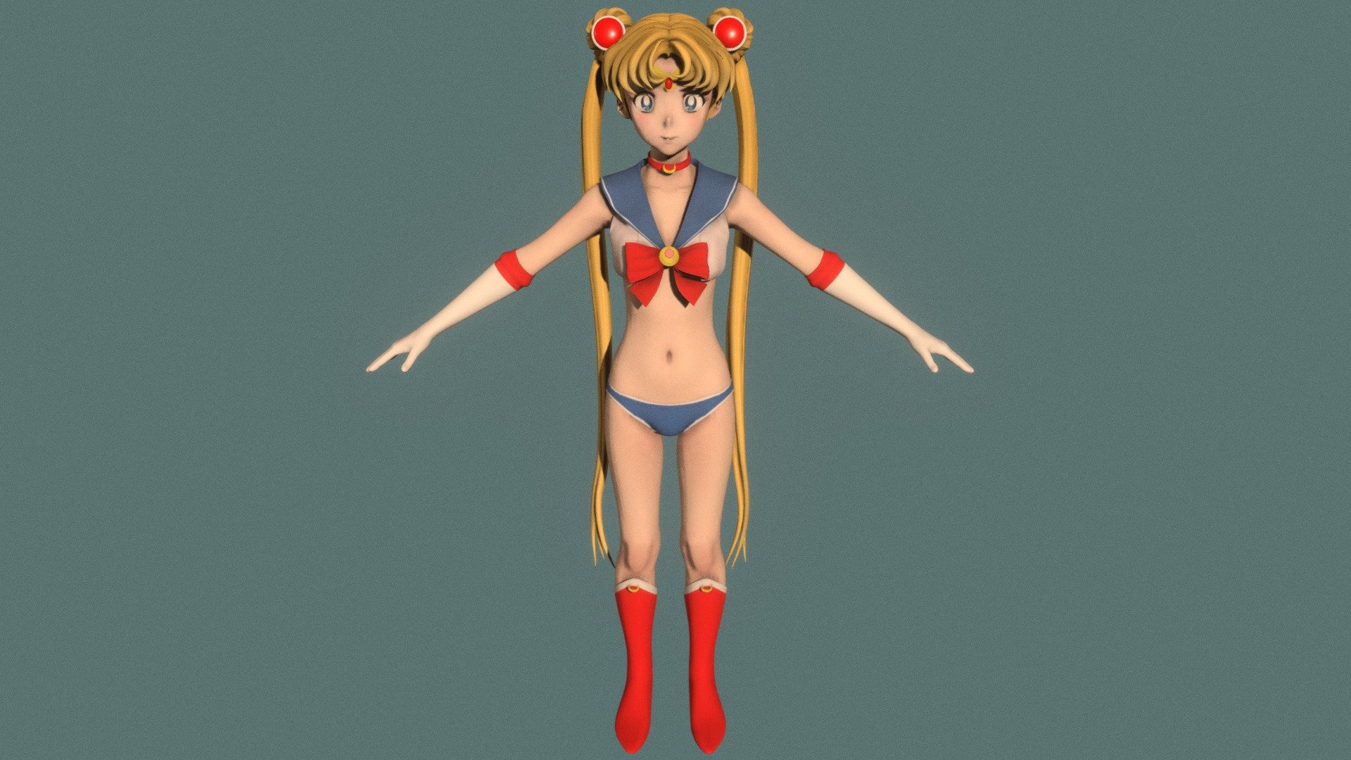 T pose rigged model of Sailor Moon 3d model