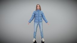 Woman in puffer jacket in A-pose 375