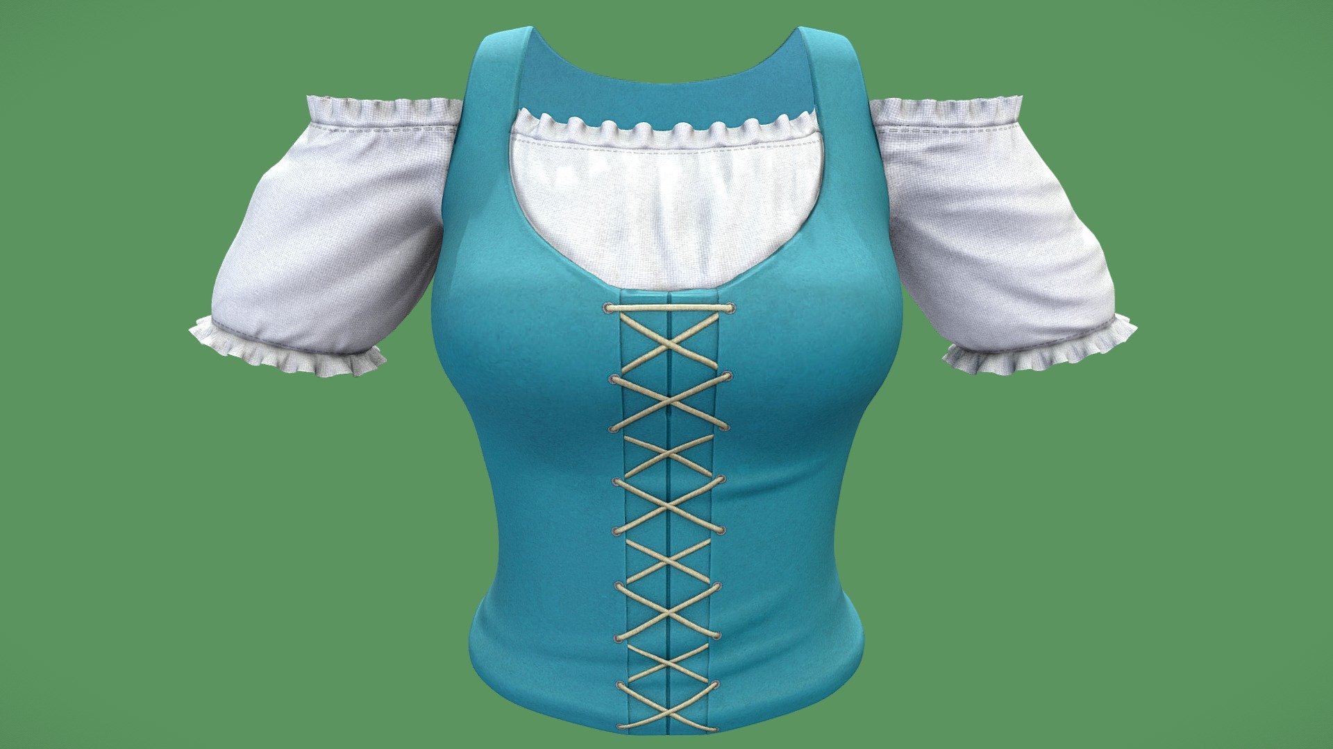 Female Medieval Frill Top 3d model