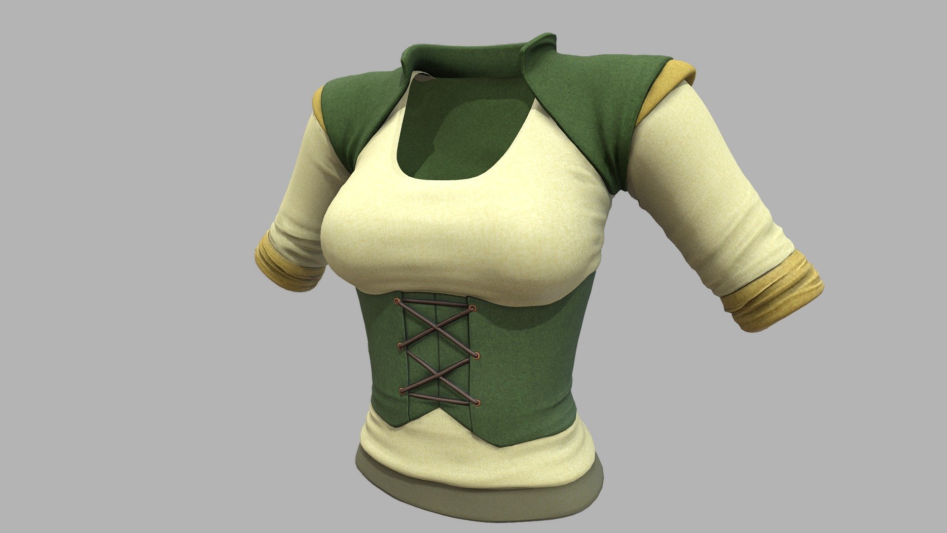 Female Medieval Steampunk Peasant Top 3d model