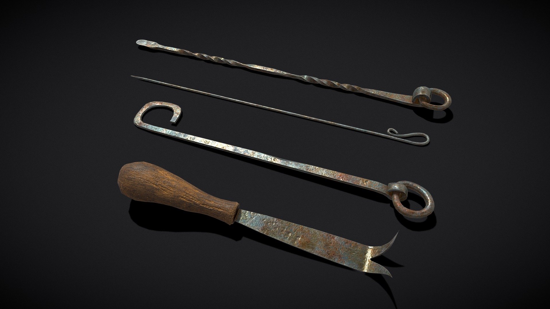 Medieval Leather Crafting Tools 3d model