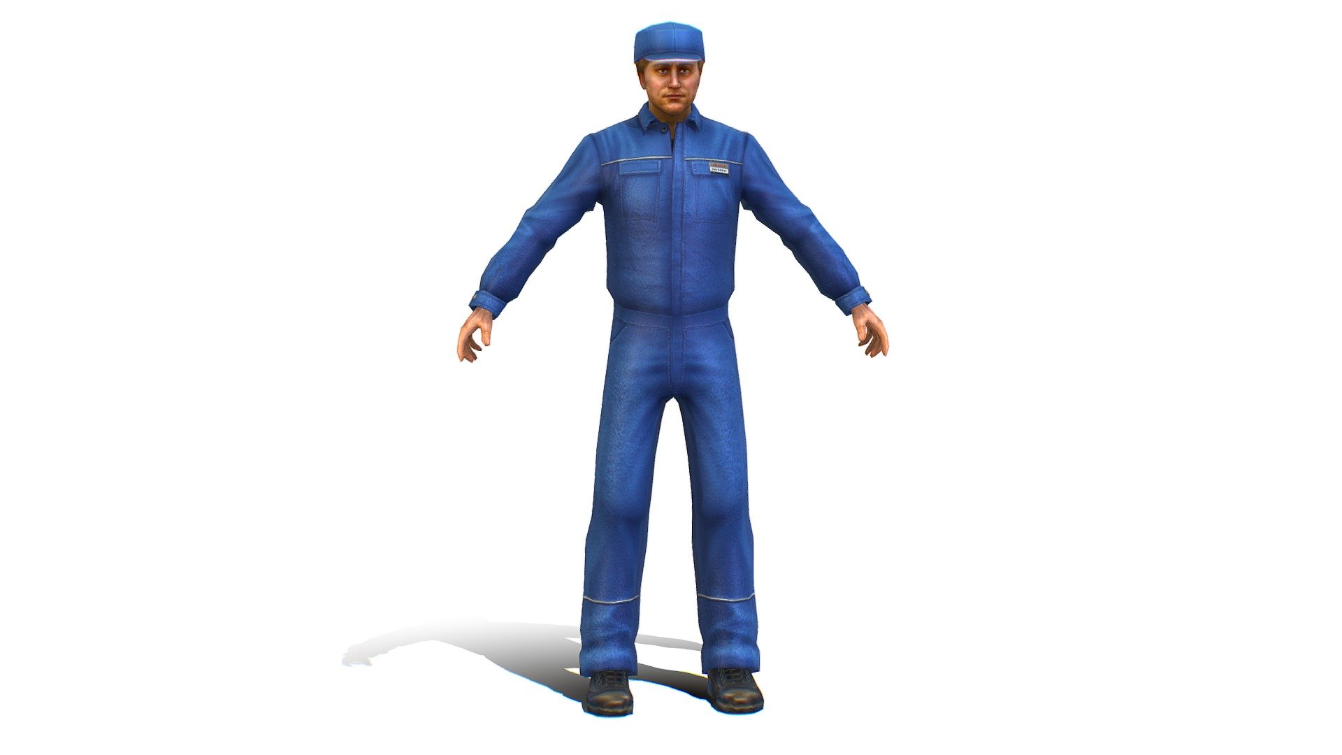 Young Male Lab Technician Blue Uniform 3d model