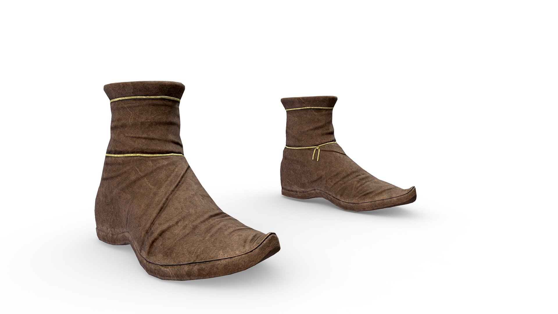 Medieval Flat Pheasant Shoes 3d model